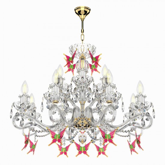 Candelabru Cristal, Bohemia, E14, EL0101651202PB BUTTERFLY, Crystal