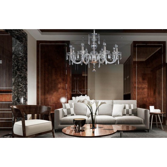 Candelabru Cristale, Sticla, Bohemia, E14, EL010250803, Crystal