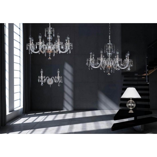 Candelabru Cristale, Sticla, Bohemia, E14, EL010250803, Crystal