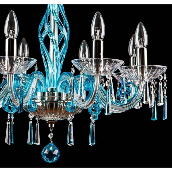 Candelabru Cristale, Albastru, Bohemia, E14, EL01041883033, Crystal
