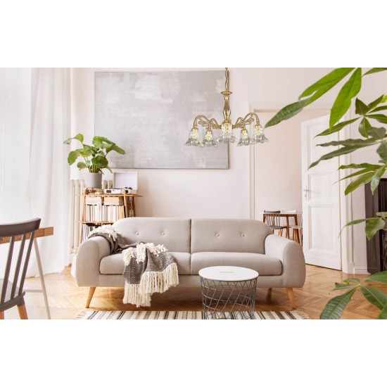 Candelabru Alama, Cristale, Bohemia, E14, L-010TUL-08, Crystal