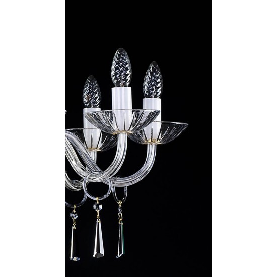 Candelabru Cristale, Sticla, Bohemia, E14, L101046CE, Crystal