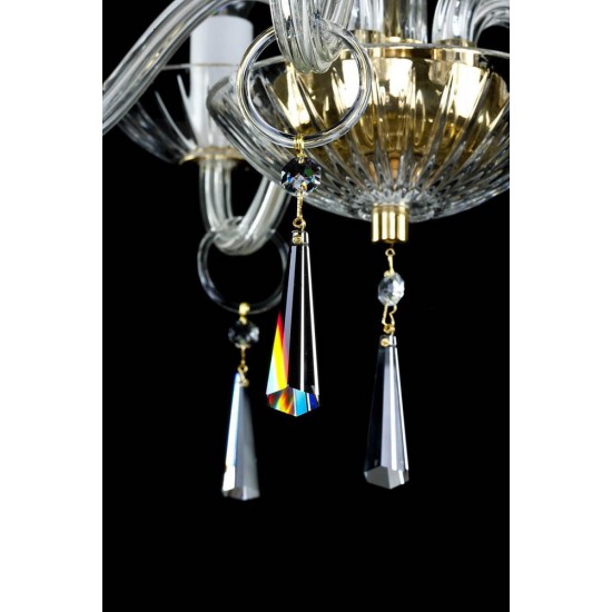 Candelabru Cristale, Sticla, Bohemia, E14, L101047CE, Crystal