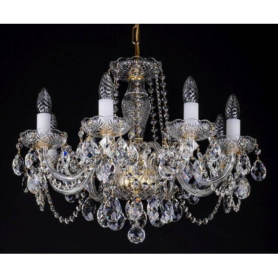 Candelabru Cristale, Sticla, Bohemia, E14, L10106053CLN, Crystal