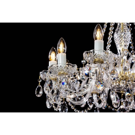Candelabru Cristale, Sticla, Bohemia, E14, L10106056CLN, Crystal