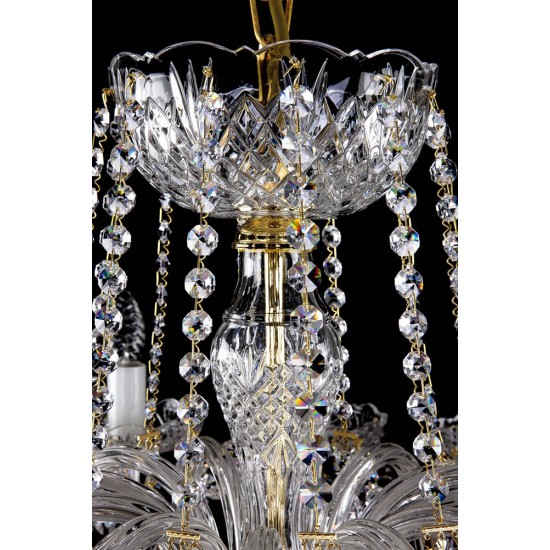 Candelabru Cristale, Sticla, Bohemia, E14, L10106417CLN, Crystal