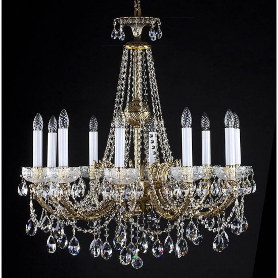 Candelabru Alama, Cristale, Bohemia, E14, L301008CE, Crystal