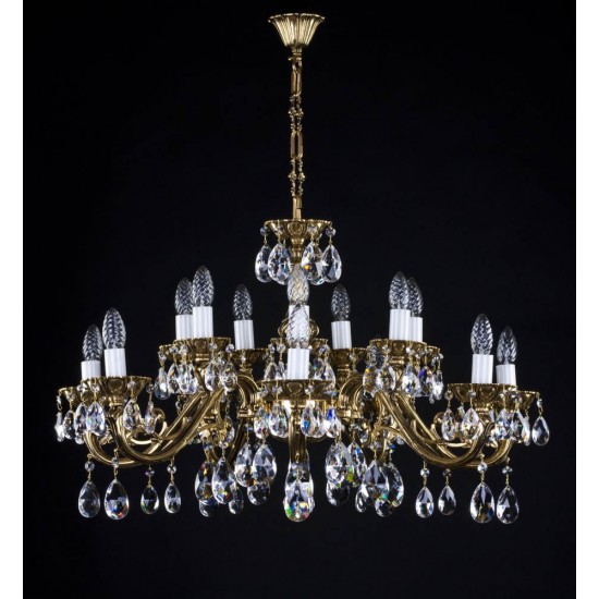 Candelabru Alama, Cristale, Bohemia, E14, L301036CE, Crystal