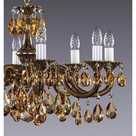 Candelabru Alama, Cristale, Bohemia, E14, L301040CE 8007, Crystal