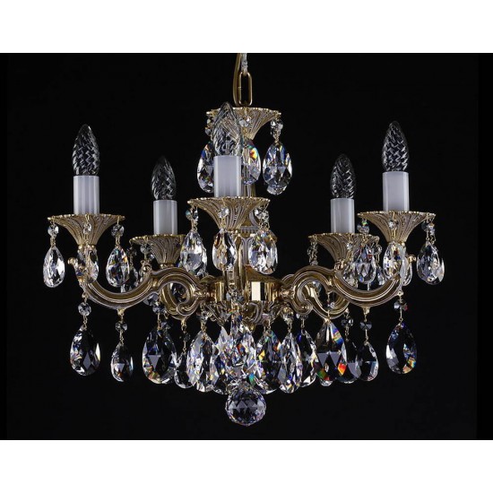 Candelabru Alama, Cristale, Bohemia, E14, L301044CE brass antique, Crystal