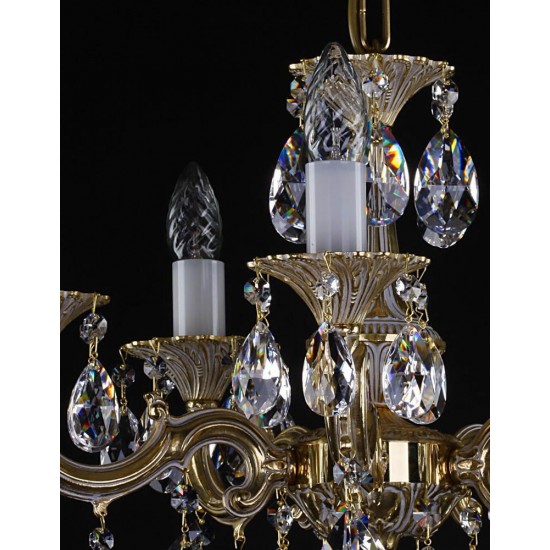 Candelabru Alama, Cristale, Bohemia, E14, L301044CE brass antique, Crystal