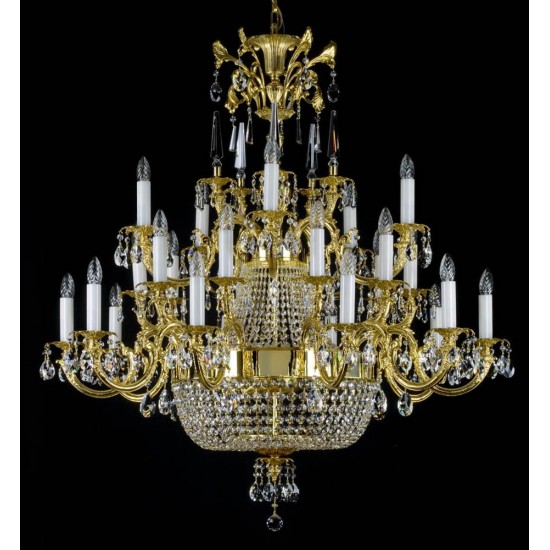 Candelabru Alama, Cristale, Bohemia, E14, L301059CE, Crystal