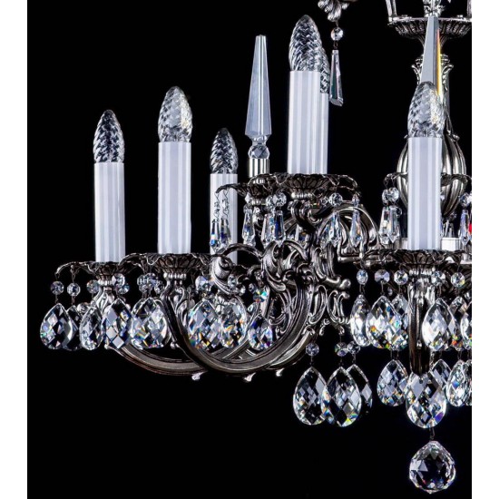 Candelabru Alama, Cristale, Bohemia, E14, L301061CE nickel antique, Crystal
