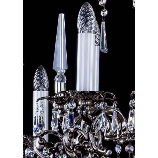 Candelabru Alama, Cristale, Bohemia, E14, L301061CE nickel antique, Crystal