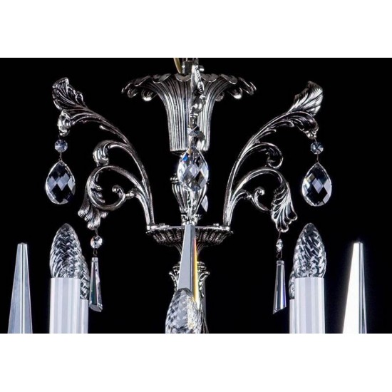 Candelabru Alama, Cristale, Bohemia, E14, L301061CE nickel antique, Crystal