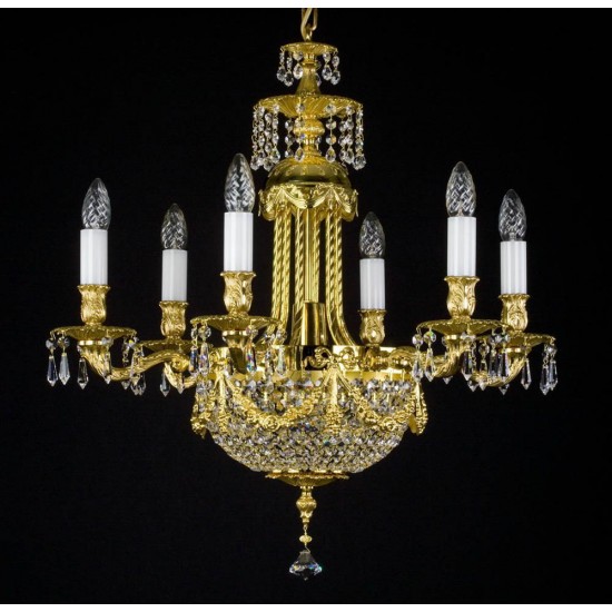 Candelabru Alama, Cristale, Bohemia, E14, L301063CE, Crystal