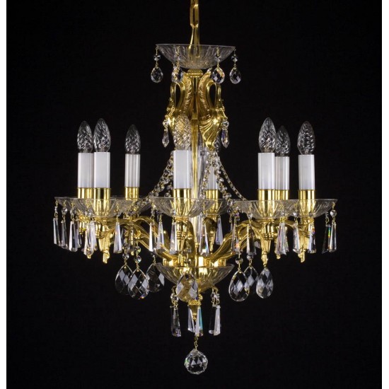 Candelabru Alama, Cristale, Bohemia, E14, L301068CE, Crystal