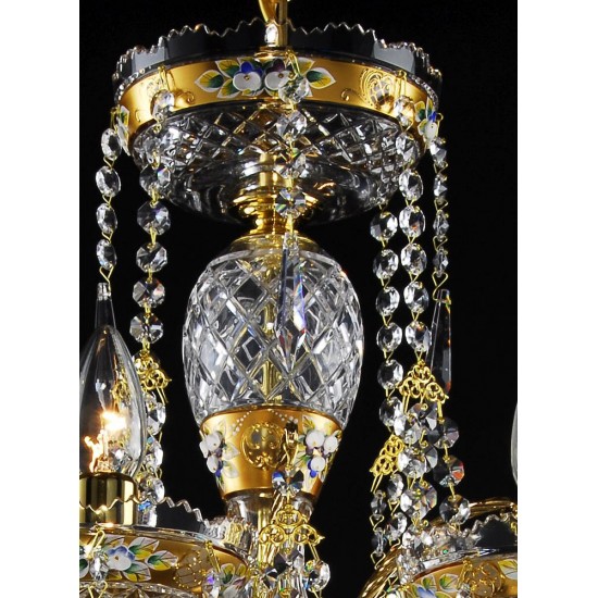 Candelabru Cristale, Bohemia, E14, LL010CH08-CRYSTAL-GOLD, Crystal