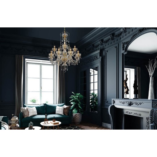 Candelabru Cristale, Sticla, Bohemia, E14, LL010CH12OLA, Crystal