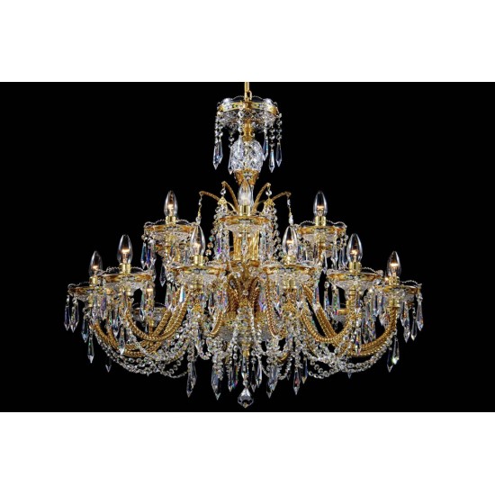 Candelabru Cristale, Bohemia, E14, LL010CH18-CRYSTAL-GOLD, Crystal