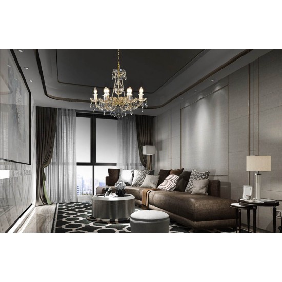 Candelabru Cristale, Sticla, Bohemia, E14, LW010142062100G, Crystal