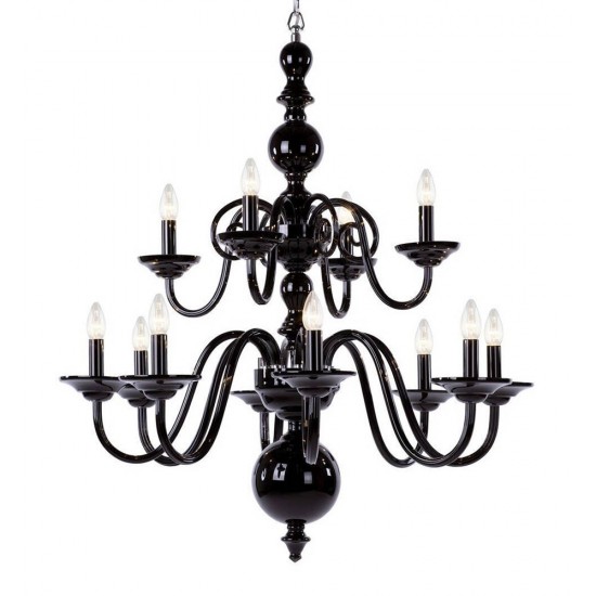 Candelabru Sticla, Negru, Bohemia, E14, P4010285567RY, Crystal