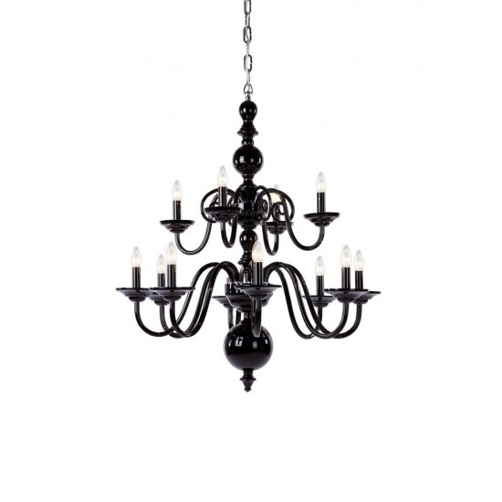 Candelabru Sticla, Negru, Bohemia, E14, P4010285567RY, Crystal