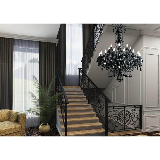 Candelabru Cristale, Negru, Bohemia, E14, TX010840080024, Crystal