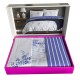 Lenjerie pat dubla, 6 piese, 220cm x 240cm, Albastru-Alb LB100MB6A