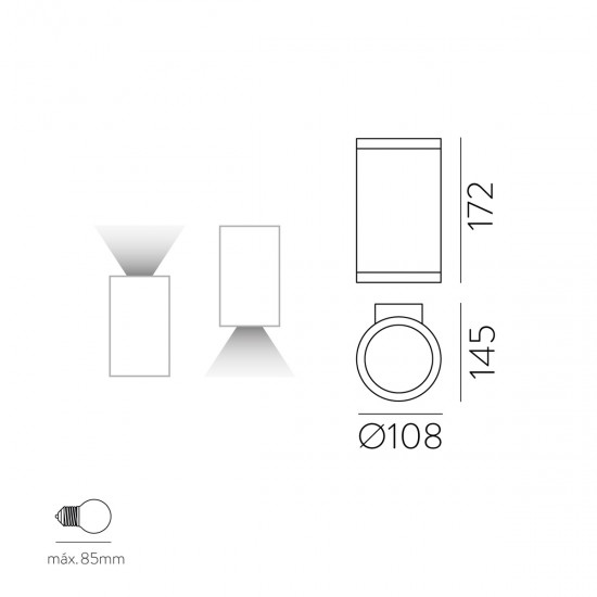 Aplica Exterior Nori A20441B ACB E27, Alb, Spania