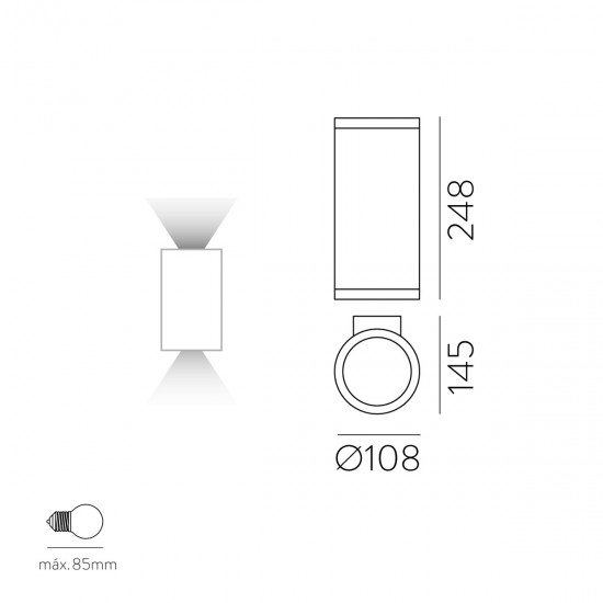 Aplica Exterior Nori A20442B ACB E27, Alb, Spania