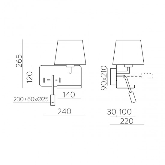 Aplica Dormitor Hold A3664181BDER ACB LED, Alb, Spania