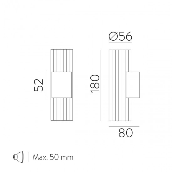 Aplica Modrian A3951180B ACB GU10, Alb, Spania