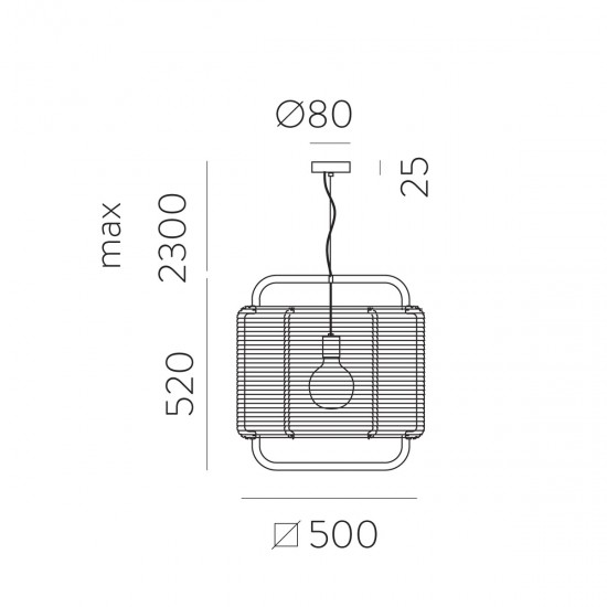 Pendul Corda C39015NAL ACB E27, Negru, Spania