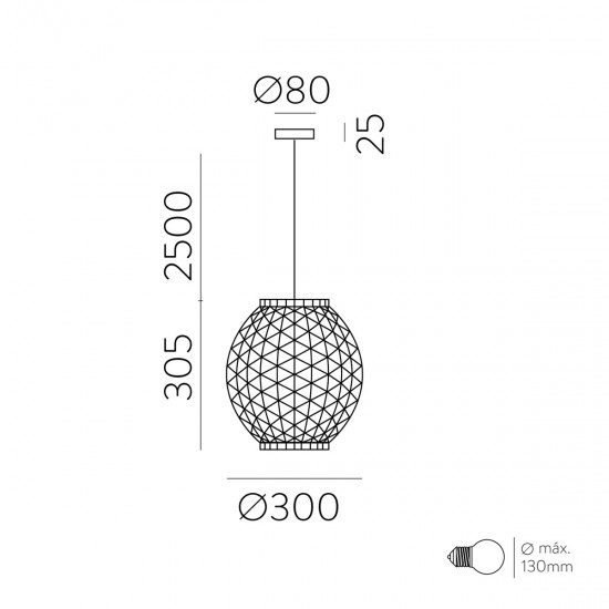 Pendul Lennis C3928082NA ACB E27, Natural, Spania