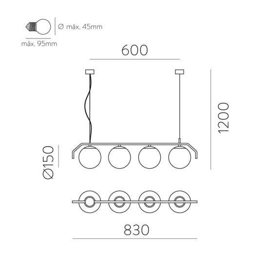 Suspensie Maui C81634O ACB E27, Opal, Spania