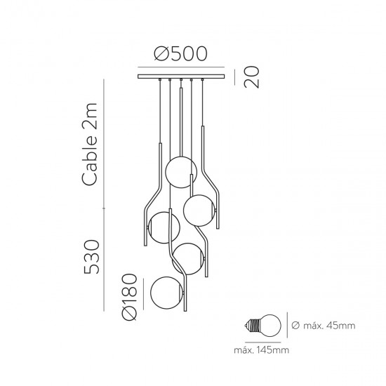 Suspensie Maui C816352O ACB E27, Opal, Spania