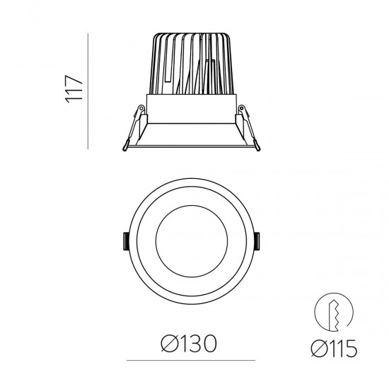 Spot Exterior/Baie Incastrat Kidal E3771310NDT ACB LED, Negru, Spania