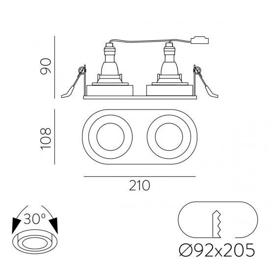 Spot Incastrat Musca E3947180N ACB GU10, Negru, Spania