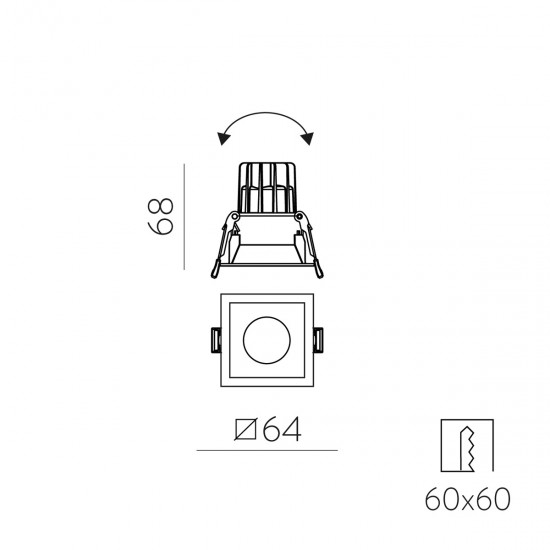Spot Incastrat Move E3984091NDT ACB LED, Negru, Spania