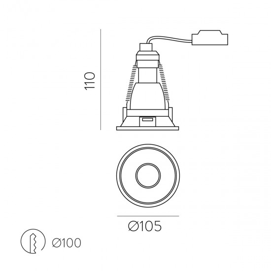 Spot Incastrat Apex P36881N ACB GU10, Negru, Spania