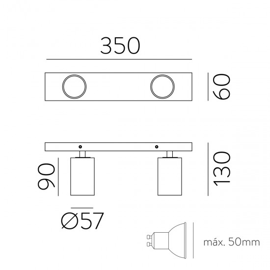 Lustra Spot Gina P3874R20N ACB GU10, Negru, Spania