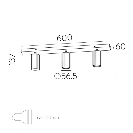 Lustra Spot Modrian P3951380N ACB GU10, Negru, Spania