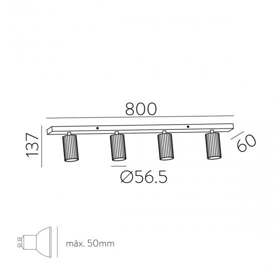 Lustra Spot Modrian P3951480O ACB GU10, Auriu, Spania
