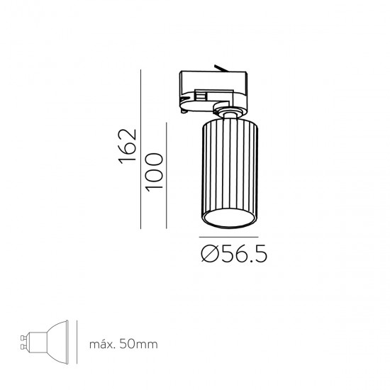 downlight sina 1 Faza Modrian T3951080N ACB GU10, Negru, Spania