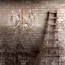Candelabru Ideal Lux Firenze Sp8 Bianco Antico E14, Auriu, 012872, Italia