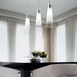 Suspensie Ideal Lux Kuky Sp3 Trasparente E27, Crom, 033952, Italia