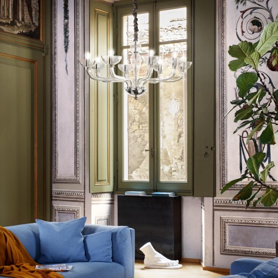 Candelabru Ideal Lux Casanova Sp8 Trasparente E14, Transparent, 044255, Italia