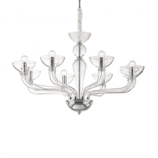 Candelabru Ideal Lux Casanova Sp8 Trasparente E14, Transparent, 044255, Italia