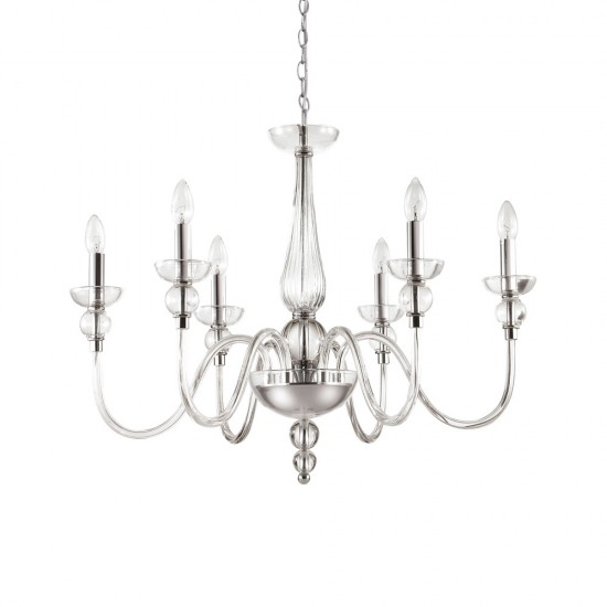 Candelabru Ideal Lux Doge Sp6 Trasparente E14, Crom, 044422, Italia